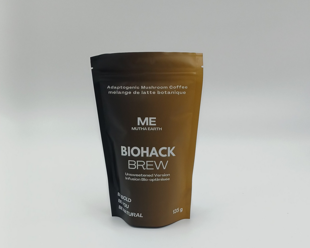 Bio-Hacked Brew Regular – Unsweetened Mushroom Coffee with Adaptogens (135g, ~25 Servings)