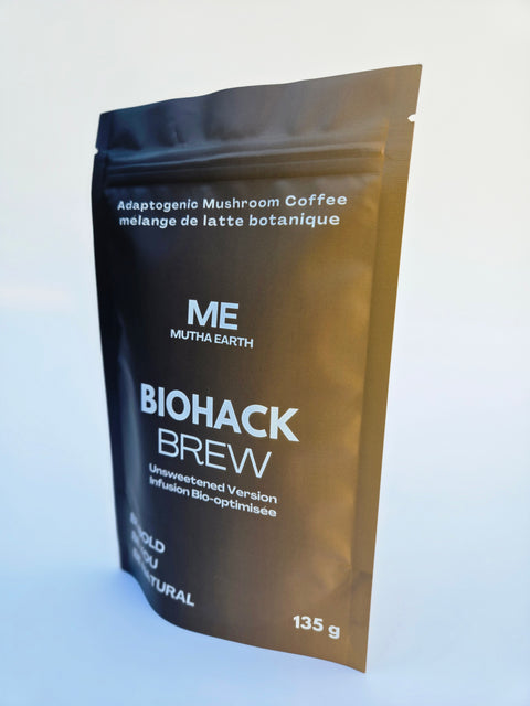 Bio-Hacked Brew Regular – Unsweetened Mushroom Coffee with Adaptogens (135g, ~25 Servings)